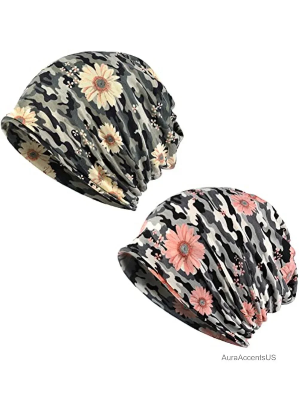 Cotton Slouchy Beanie Cap Scarf 2 Pack Chemo Headwear Open Top